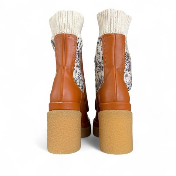 Chloe Jaime Sock Cuff Luminous Ochre Leather Ankle‎ Boots 37 Wide NWB $1225 - Picture 4 of 9